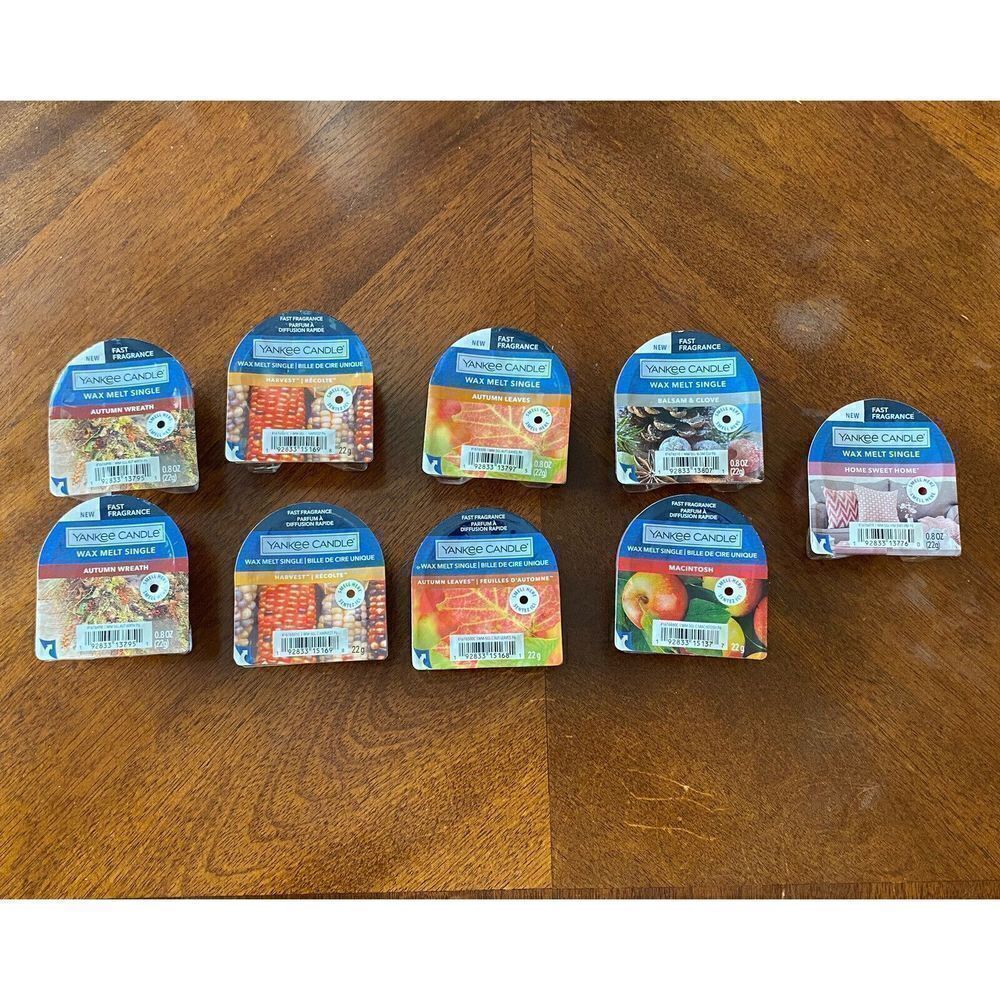 9 Packs Yankee Candle Wax Melt Single Harvest Autumn Macintosh home sweet Balsam